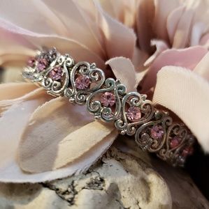 NWT| Pink Crystal Scroll Bracelet Cookie Lee